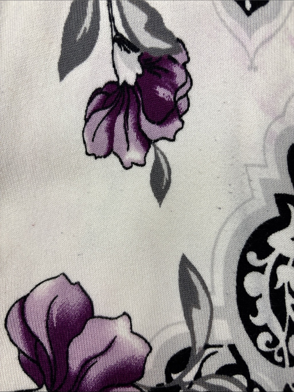 White House Black Market Cardigan with Purple and Black  Floral Pattern Sz S - Picture 7 of 7